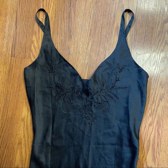 Vintage 90’s 100% Silk Dress Black Silk Slip Dress Size Small Satin Mini Dress - Picture 4 of 12
